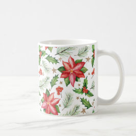 Vrolijk kerstfeest Holly Poinsettia Bloemenvakanti Koffiemok