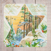  Vrolijk Kerstfeest Holly Red Berries Feestelijk Vierkante Sticker