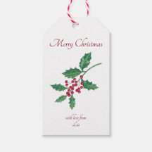 Vrolijk Kerstfeest Holly Red Green Gift Label