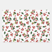 Vrolijk kerstfeest Holly Red Green White Holiday Inpakpapier Vel (Voorkant 3)