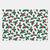 Vrolijk kerstfeest Holly Red Green White Holiday Inpakpapier Vel (Voorkant 2)