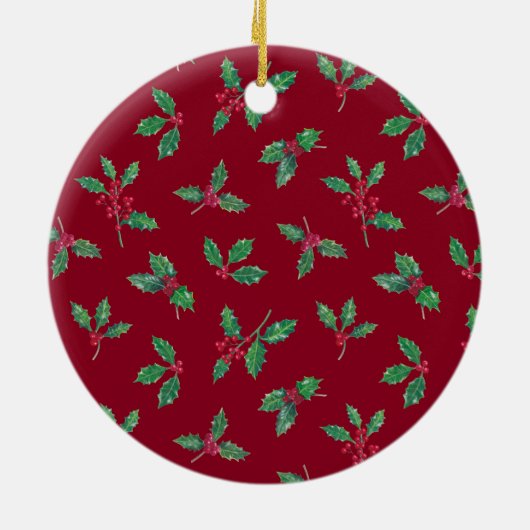 Vrolijk kerstfeest Holly Red Ornament (Achterkant)