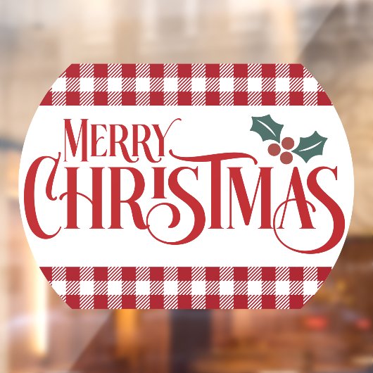 Vrolijk kerstfeest Holly Red Pset restaurant Raamsticker (Vel 2)