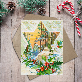  Vrolijk Kerstfeest Holly Seizoen Groeten Feestdagenkaart