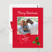 Vrolijk kerstfeest Holly Sprig - Aangepaste foto - Briefkaart (Voorkant / Achterkant)