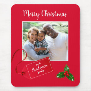 Vrolijk kerstfeest Holly Sprig - Aangepaste foto - Muismat