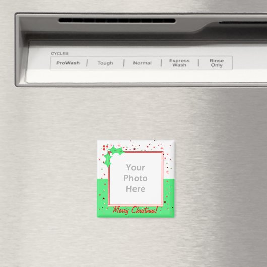 Vrolijk kerstfeest Holly Stars (foto-lijst) Magneet (Insitu (Vaatwasser))