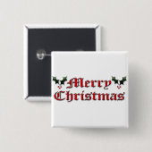 Vrolijk kerstfeest - Holly Vierkante Button 5,1 Cm (Voorkant /achterkant)