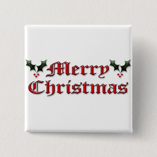 Vrolijk kerstfeest - Holly Vierkante Button 5,1 Cm (Voorkant)