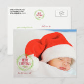 Vrolijk kerstfeest Holly Wreat Holiday Foto Briefk Feestdagenkaart (Voorkant / Achterkant)