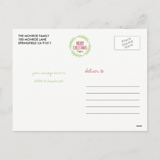 Vrolijk kerstfeest Holly Wreat Holiday Foto Briefk Feestdagenkaart (Achterkant)