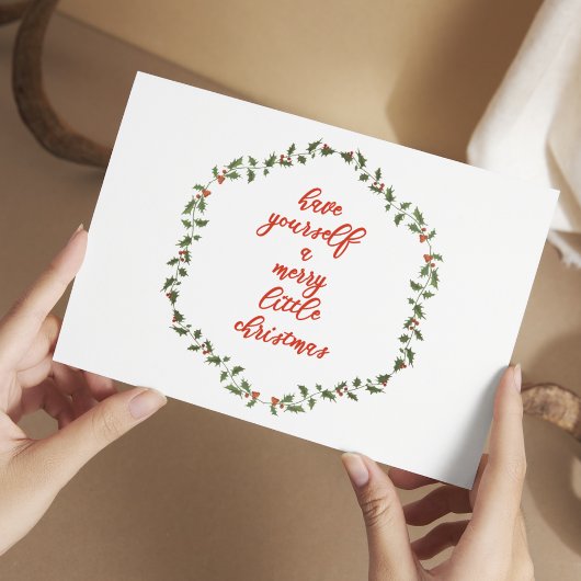 Vrolijk kerstfeest - Holly Wreated Briefkaart
