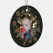 Vrolijk kerstfeest Holly Wreatfoto Keramisch Ornament (Rechts)