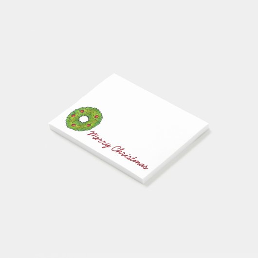 Vrolijk kerstfeest Holly Wreath Cookie Xmas post-i Post-it® Notes (Schuin)