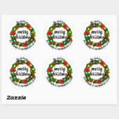 Vrolijk kerstfeest Holly Wreath Return Address Cla Ronde Sticker (Vel)