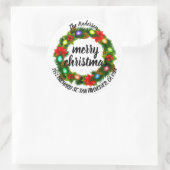 Vrolijk kerstfeest Holly Wreath Return Address Cla Ronde Sticker (Tas)