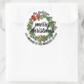 Vrolijk kerstfeest Holly Wreath Return Address Ronde Sticker (Tas)