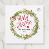Vrolijk kerstfeest Holly Wreath Rustic Typografie Bedankjes Labels (Achterkant)