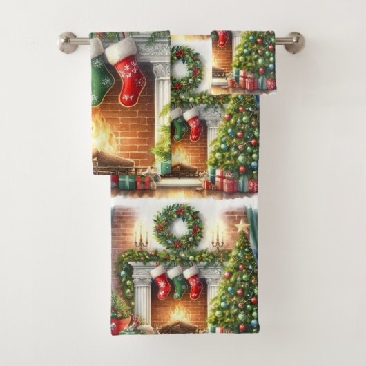 Vrolijk Kerstfeest Home Vakantie Kousen Bad Handdoek (Insitu)