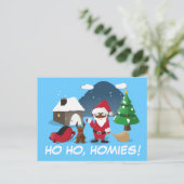 Vrolijk kerstfeest Homeboys: Zwarte Kerstman & bli Feestdagenkaart (Staand voorkant)