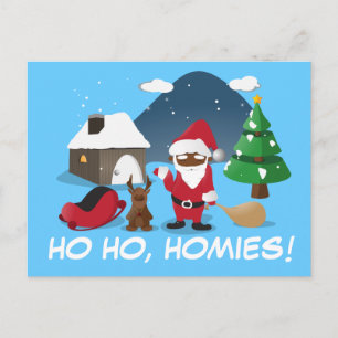 Vrolijk kerstfeest Homeboys: Zwarte Kerstman & bli Feestdagenkaart