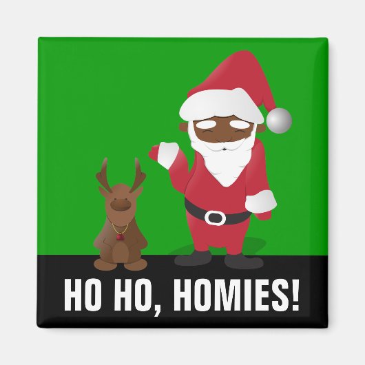 Vrolijk kerstfeest Homeboys: Zwarte Kerstman & bli Magneet (Voorkant)