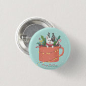 Vrolijk Kerstfeest: Hond Illustratie Kunst Ronde Button 3,2 Cm (Voorkant /achterkant)