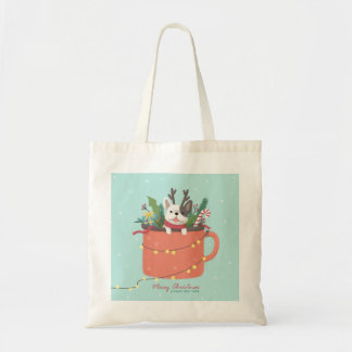 Vrolijk Kerstfeest: Hond Illustratie Kunst Tote Bag