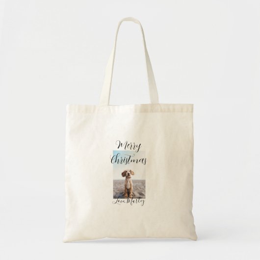 Vrolijk Kerstfeest hond kat foto vakantie cadeaus  Tote Bag (Voorkant)