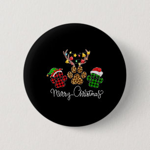 Vrolijk Kerstfeest Hond Pootjes Lichten Buffalo Pl Ronde Button 5,7 Cm