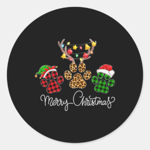 Vrolijk Kerstfeest Hond Pootjes Lichten Buffalo Pl Ronde Sticker
