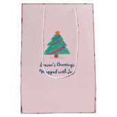 Vrolijk Kerstfeest Hond Schaatsen Blush Pink Medium Cadeauzakje (Achterkant)