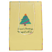 Vrolijk Kerstfeest Hond Schaatsen Custard Geel Medium Cadeauzakje (Achterkant)