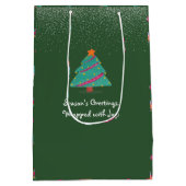 Vrolijk Kerstfeest Hond Schaatsen Feestelijk Groen Medium Cadeauzakje (Achterkant)
