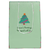 Vrolijk Kerstfeest Hond Schaatsen Pistache Groen Medium Cadeauzakje (Achterkant)