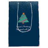 Vrolijk Kerstfeest Hond Schaatsen Winter Marine Bl Medium Cadeauzakje (Achterkant)