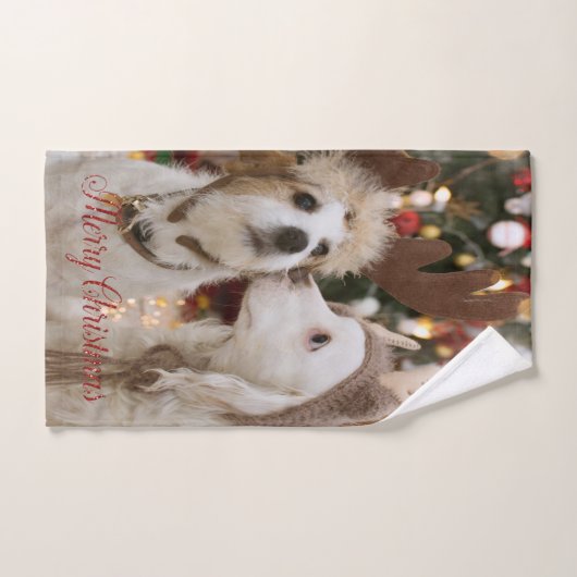 Vrolijk kerstfeest, honden in liefde bad handdoek (Handdoek)