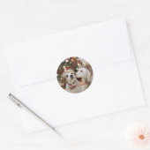 Vrolijk kerstfeest, honden in liefde ronde sticker (Envelop)