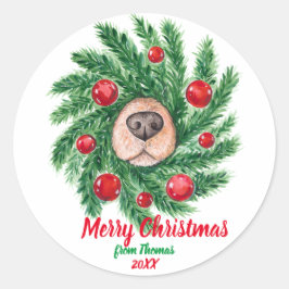 Vrolijk Kerstfeest Hondenliefhebber Hond Mama Hond Ronde Sticker