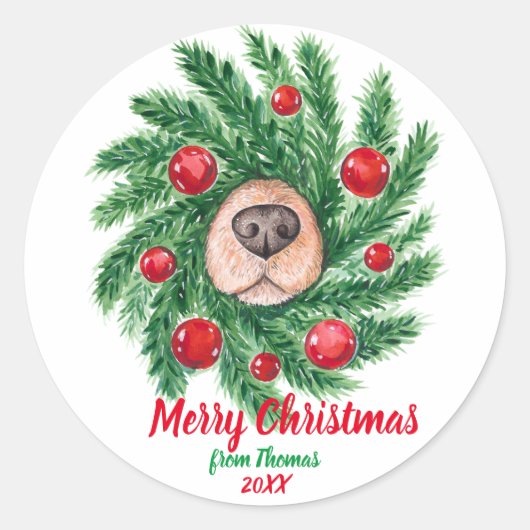 Vrolijk Kerstfeest Hondenliefhebber Hond Mama Hond Ronde Sticker (Voorkant)