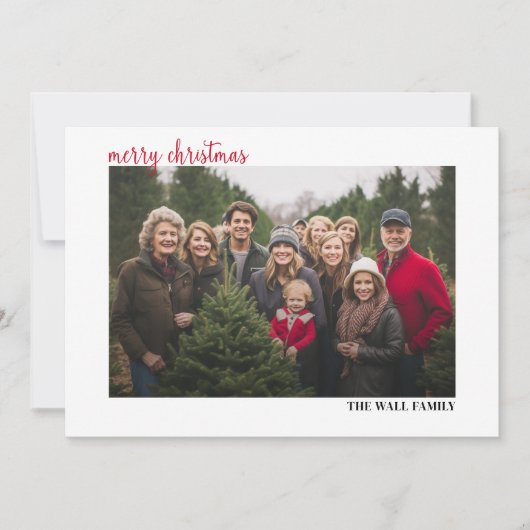 Vrolijk Kerstfeest Horizontale Foto Modern Script  Feestdagenkaart (Voorkant)