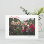 Vrolijk Kerstfeest Horizontale Foto Modern Script  Feestdagenkaart (Staand voorkant)