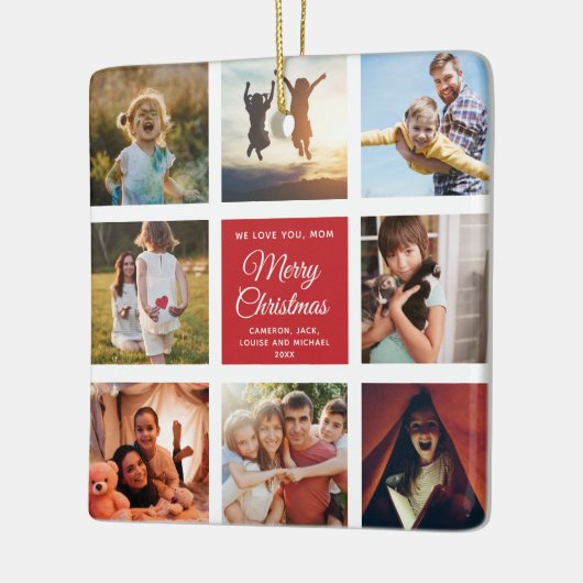 Vrolijk kerstfeest houden we van je mama Foto Coll Keramisch Ornament (Links)