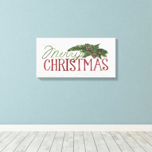 Vrolijk kerstfeest | Hout Whitewash Canvas Afdruk (Insitu (Houten vloer))