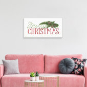 Vrolijk kerstfeest | Hout Whitewash Canvas Afdruk (Insitu (Woonkamer))