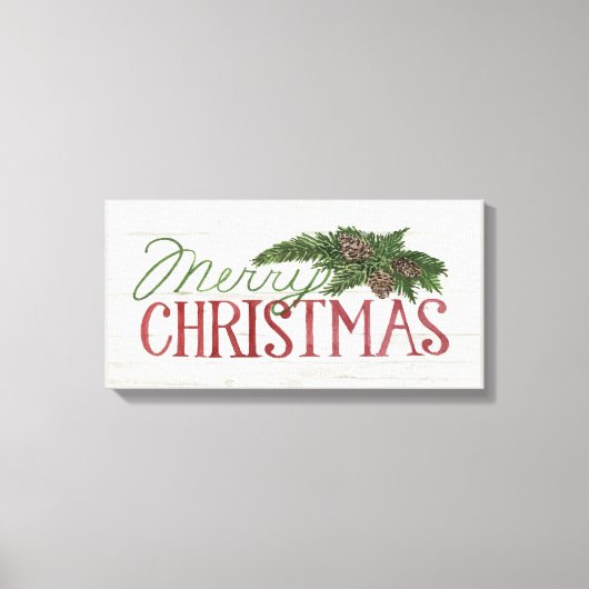 Vrolijk kerstfeest | Hout Whitewash Canvas Afdruk (Voorkant)