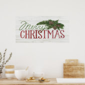Vrolijk kerstfeest | Hout Whitewash Poster (Keuken)