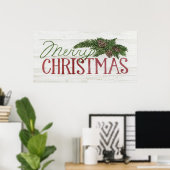 Vrolijk kerstfeest | Hout Whitewash Poster (Thuiskantoor)