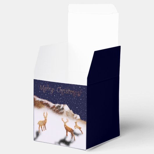 Vrolijk kerstfeest - houten herten en bergen in sn bedankdoosjes (Geopend)