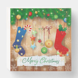 Vrolijk kerstfeest houten kist print